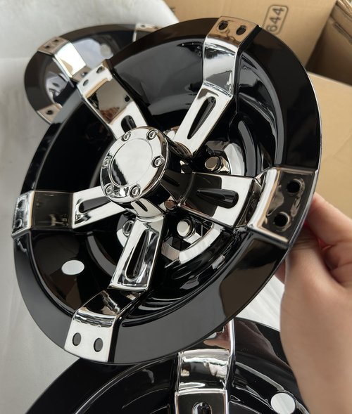 Golf Cart 10" Wheel Covers Hub Caps W/Chrome Spokes for EZGO Cub Car Yamaha Golf Cart Package Set of 4pcs