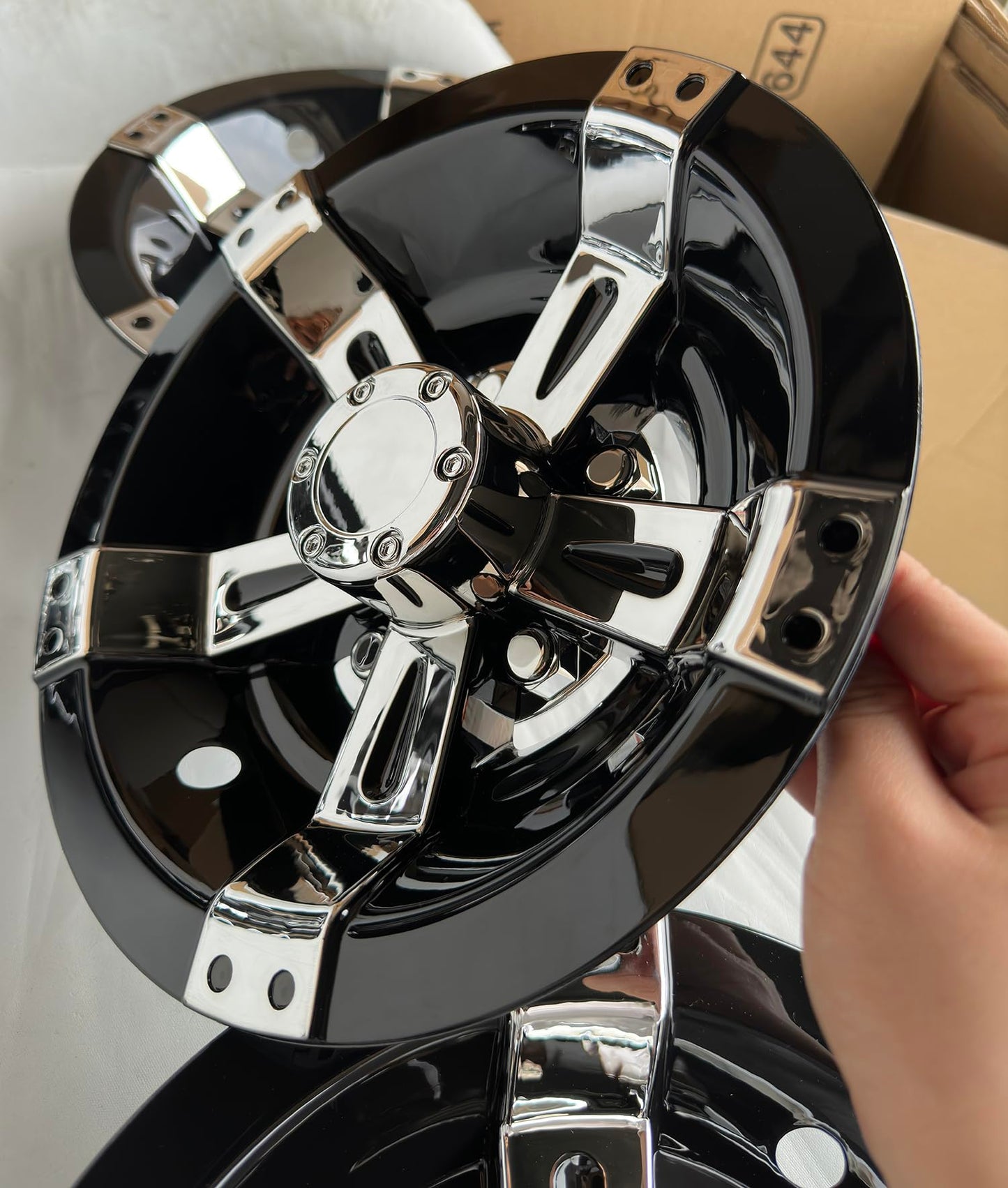 Dr.Acces Golf Cart 10" Wheel Covers Hub Caps W/Chrome Spokes for EZGO Cub Car Yamaha Golf Cart Set of 4pcs