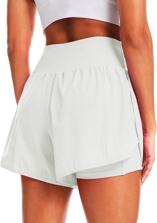 CADMUS Women's 5'' Workout Shorts - 2 in 1 Athletic Gym Running Shorts with Phone Pockets