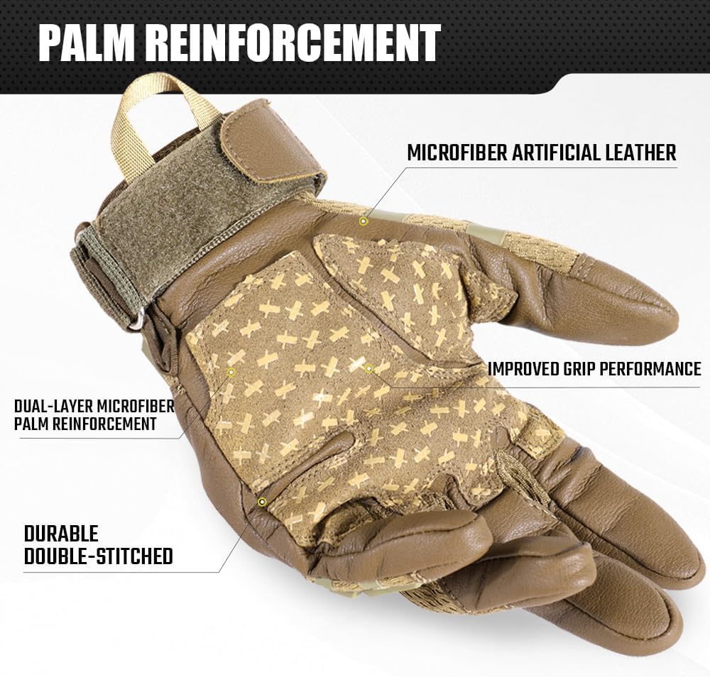 WTACTFUL Tactical Gloves - Touchscreen Rubber Guard for Men | Ideal for Airsoft, Motorcycle & Hunting