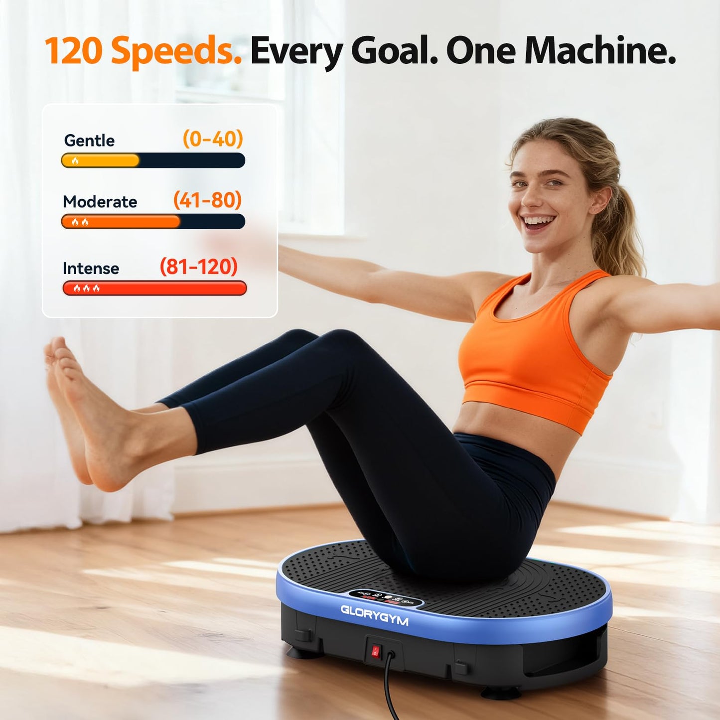 Vibration Plate Exercise Machine for Body Shaker Machine & Weight Loss, Shake Plate with Resistance Bands, 120 Speed Levels, Remote Control, Full Body Workout, Compact Home Gym Equipment