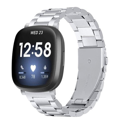 WIGERLON Compatible with Versa 4 / Fitbit Sense Band for Men and Women,Stainless Steel Metal Watch Bands Replacement Straps Accessories for Fitbit vera 4/fitbit sense Silver