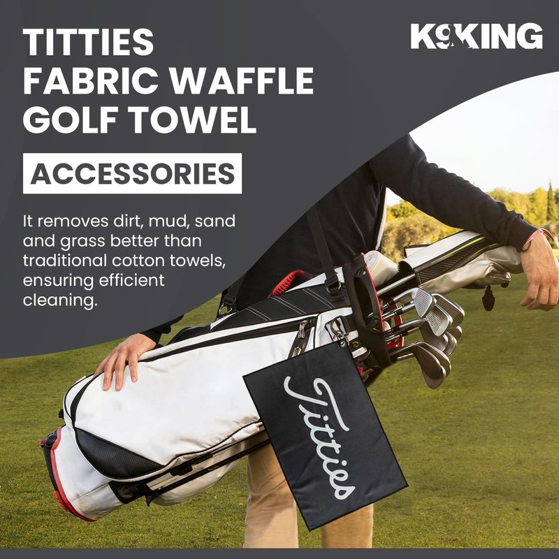 Syren Premium Black Funny Microfiber Towel with Holder Clip - Exclusive Golf Accessory for a Fun Golfing Experience