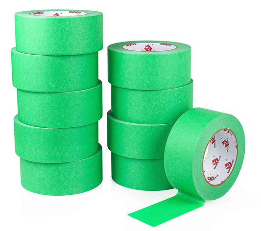 BOMEI PACK 10 Rolls Painters Tape 2 inch Wide, Painter's Tape Green Masking Tape 2 inch x 55 Yards for Walls Painting, Home Improvement and School Projects, Total 550 Yards