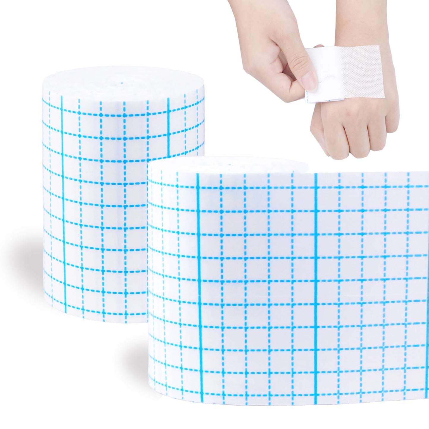 2 Rolls Non-Woven Cover Roll Stretch Tape 10.9 Yard Non-Woven Adhesive Bandages Breathable Bandage Tape(3.93 Inch)