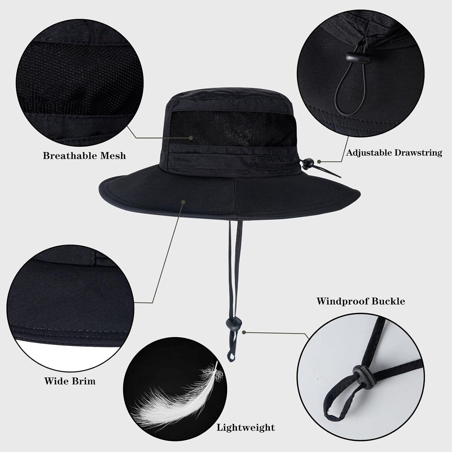 Skiennix UPF 50+ Sun Hat - Waterproof Wide Brim Bucket Hat for Fishing, Hiking, and Beach | Foldable Design