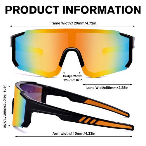 COASION Kids Baseball Sunglasses - Baseball Sunglasses for Boys Girls With Strap - Sports Softball Shades Age 3-10(Black/Gold Mirror)