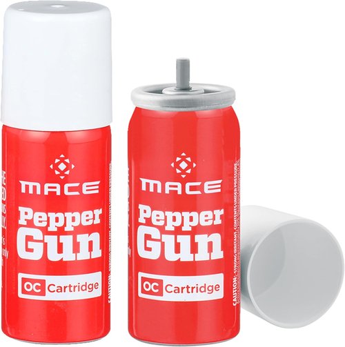 Mace Pepper Spray - Max Police Strength OC & Water Training Cartridge Set | Long Range Protection Up to 25 Feet, 0.99oz Each