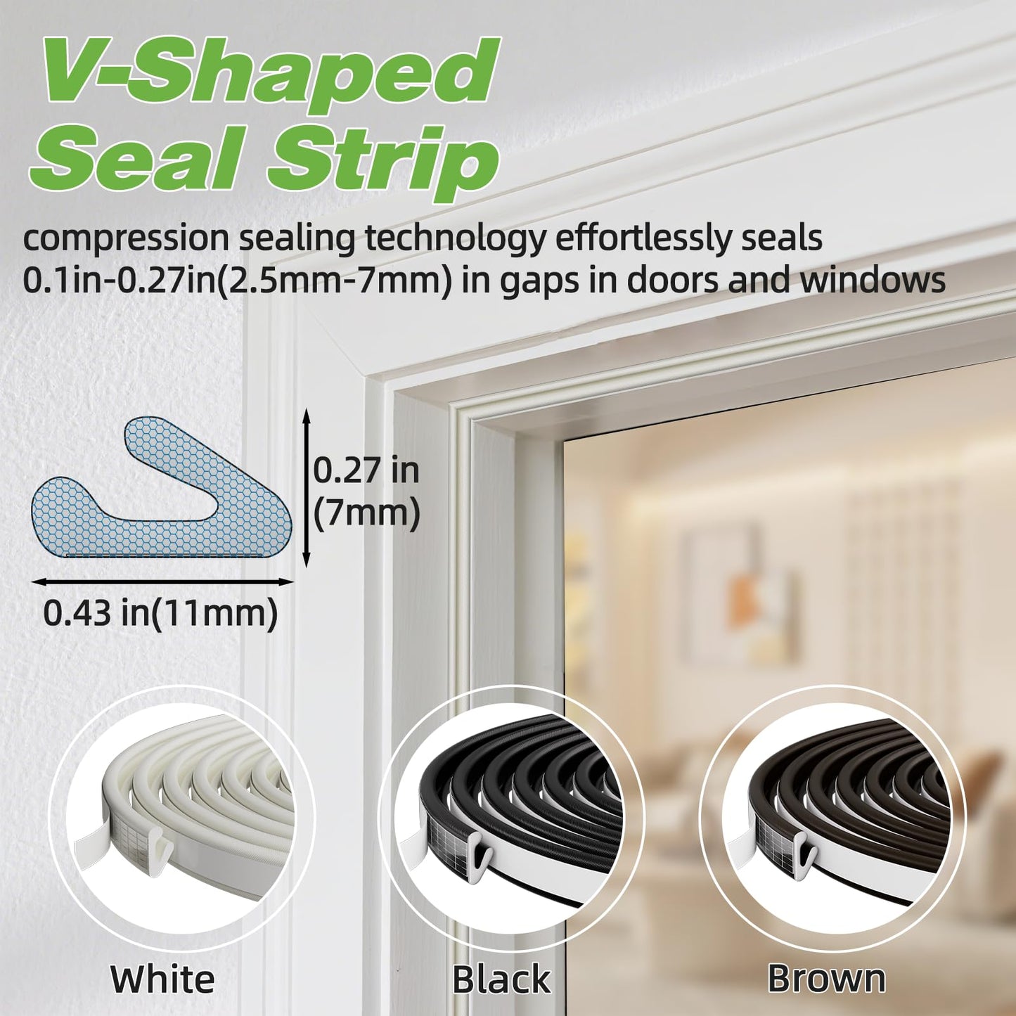 Weather Stripping Door Seal Strip for Door Frame,Window Insulation for Winter,Exterior Doors Soundproofing Gap Filler,Window Sealer Weather Stripping,Foam Windows Draft Stopper (White,19.7Ft)
