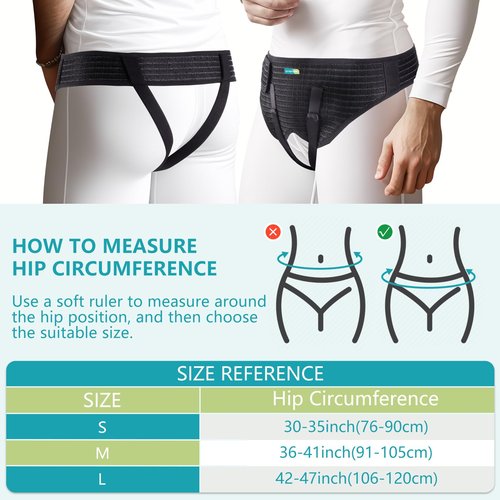 Lvyeyung Hernia Belt for Men Inguinal, Hernia Support Truss for Groin Pain Relief, Adjustable Inguinal Support Belt for Single or Double Hernia with 4 Compression Pads(M)