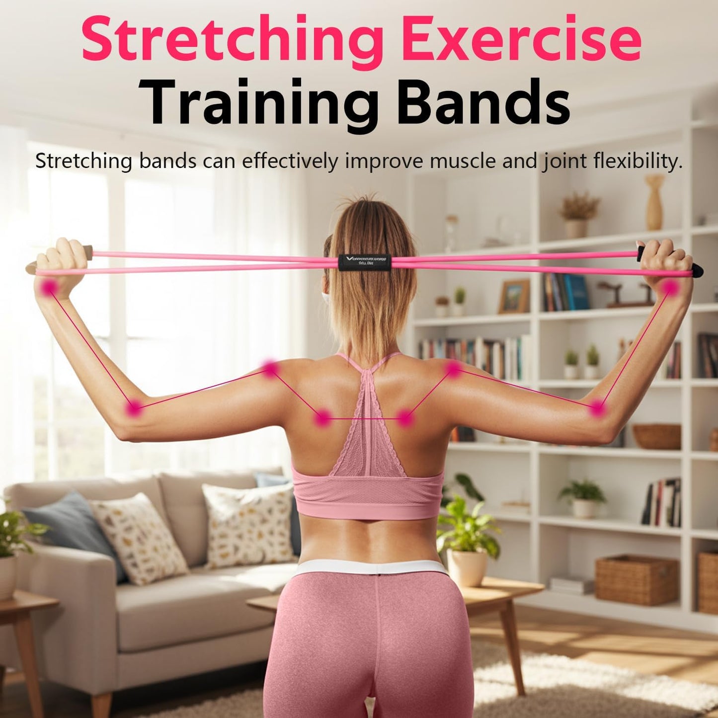 RENRANRING Figure 8 Resistance Bands - Set of 3 Exercise Tubes with Handles for Arm & Shoulder Stretch