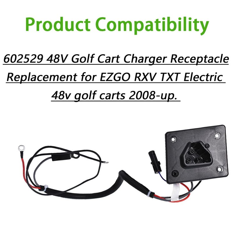 ALL-CARB 48V Charger Receptacle 602529 Replacement for EZGO RXV TXT Golf Cart Charger
