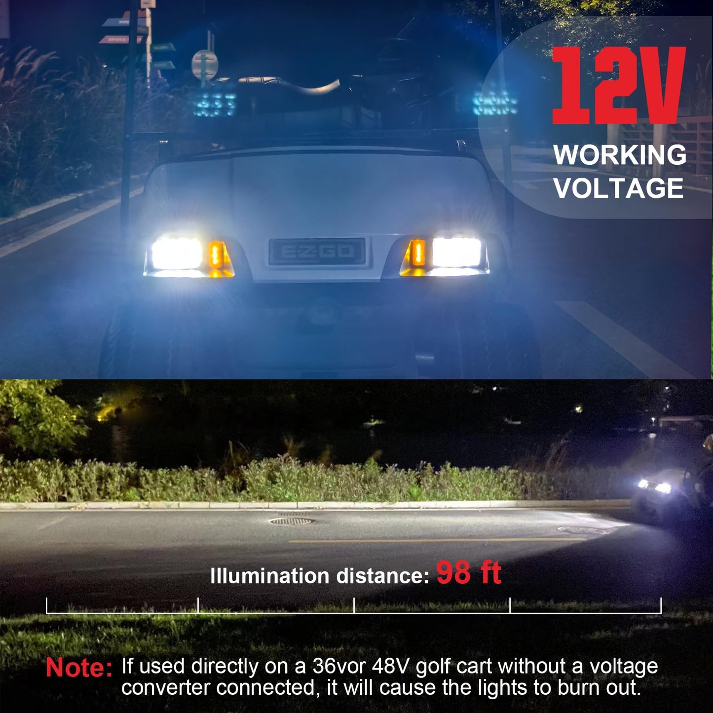 VYYOKMU LED Headlight and Tail Light Kit for EZGO TXT 1996-2013 Gas and Electric, Street Legal 12V LED Kit