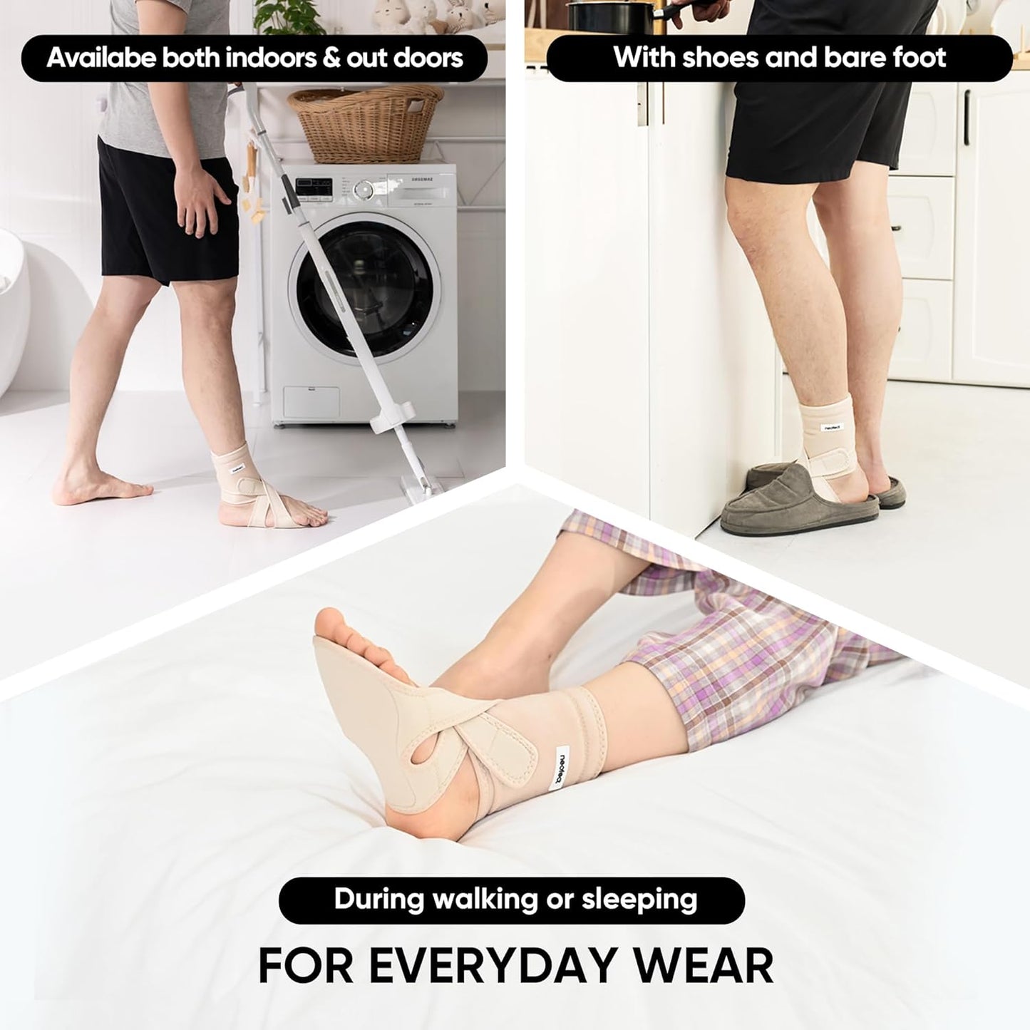 NEOFECT Drop Foot Brace - Adjustable AFO Ankle Support for Walking & Stroke Recovery | Breathable Beige (Left)