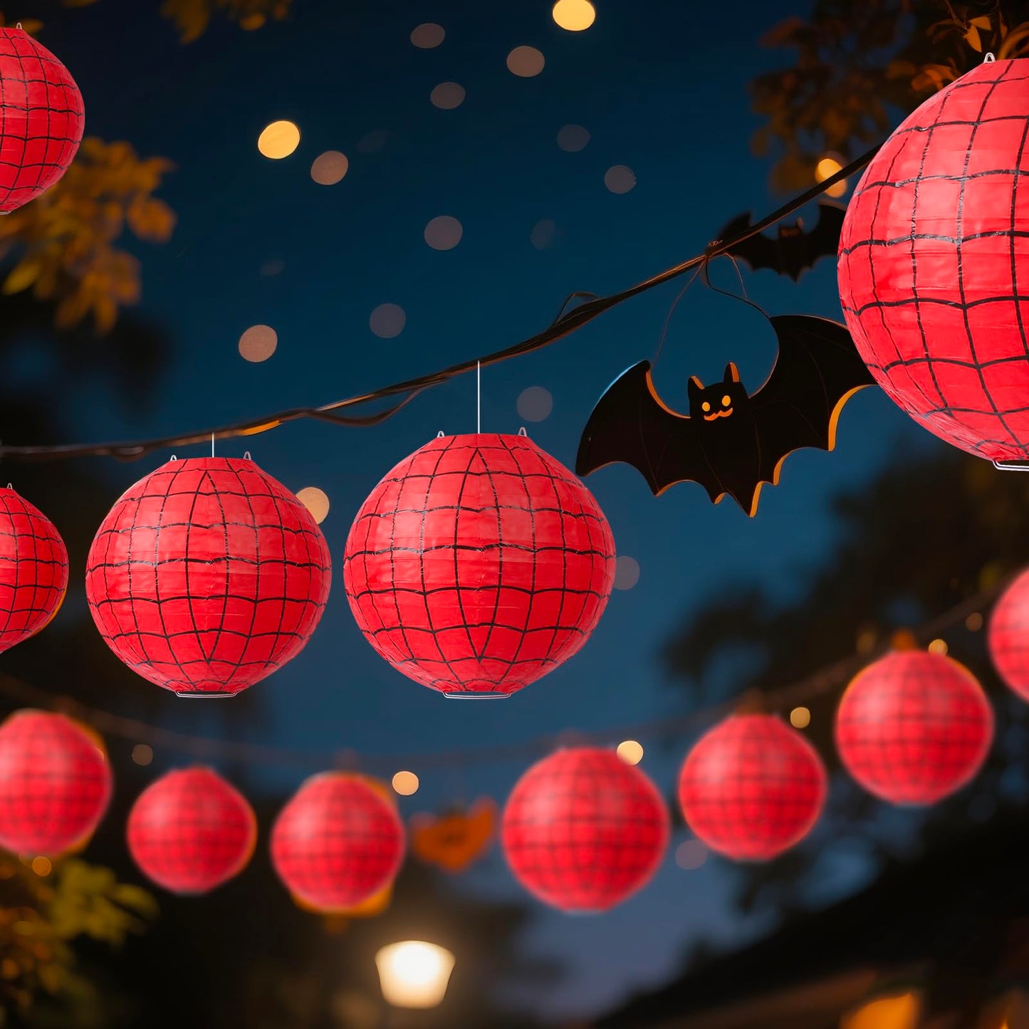 6 Pieces Spider Web Themed Paper Lanterns Decorations - Red Spider Web Party Hanging Supplies for Kids Birthday Party Decorations Supplies