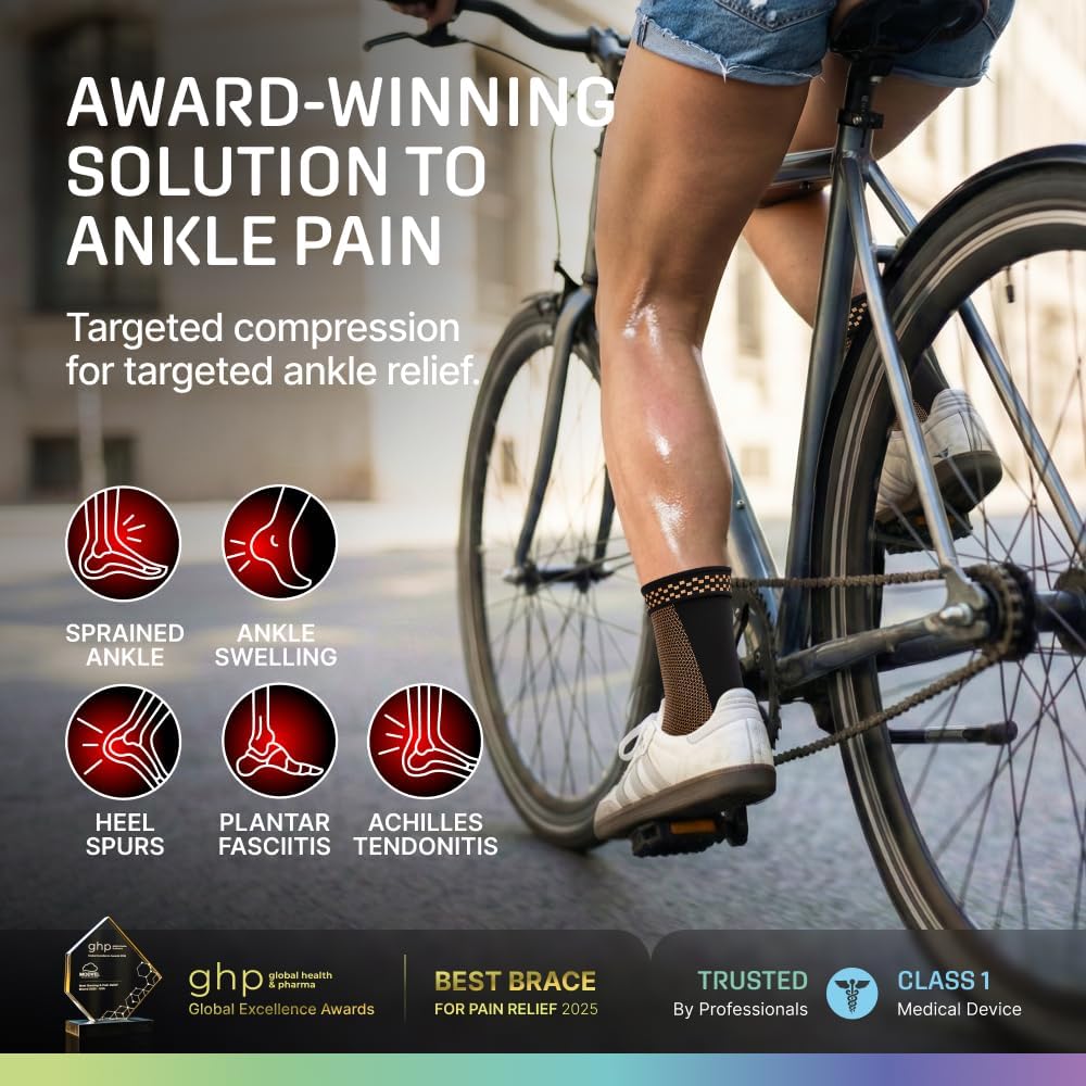 Modvel Ankle Brace - Compression Sleeve for Sprains & Tendonitis Relief | Unisex Support for Running & Sports