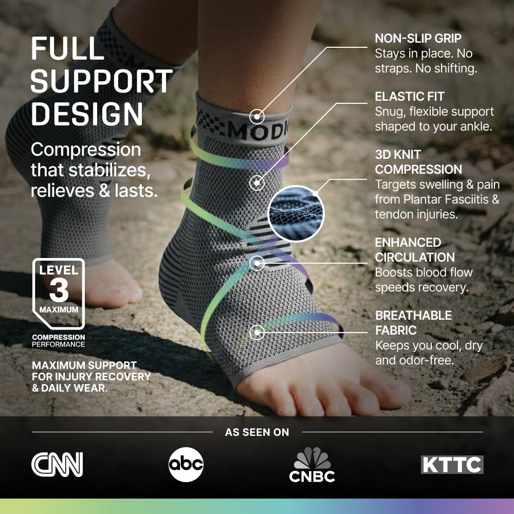 Modvel Foot & Ankle Brace Socks for Sprained Ankle Compression Sleeve - Foot Support for Women & Men - Tendonitis & Arthritis Ankle Brace Sports Running, Torn Ligaments & Women Stabilizing Ankle Wrap