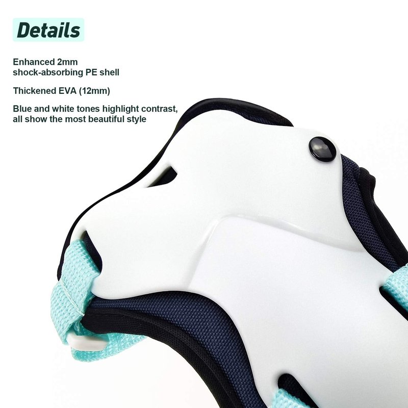 Dark Lightning Kids/Junior/Youth Knee Pads Elbow Pads Wrist Guards 3 in 1 Protective Gear, for Skateboard,Roller Skate,Inline,Cycling,MTB Bike,Scooter(Navy Blue,L)