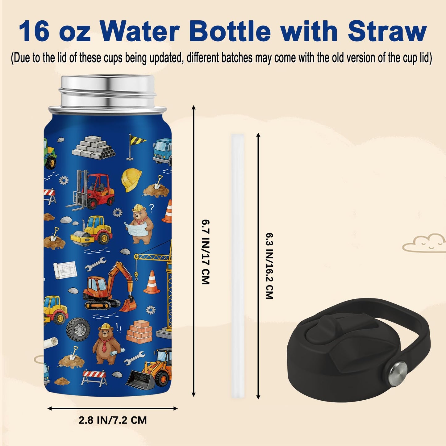 Vprontse Kids Water Bottle Insulated - Unicorn Water Bottle for Kids, 16oz Stainless Steel Insulated Water Bottles with Straw, Leakproof BPA-Free Unicorn Water Bottles for School Sports Trave