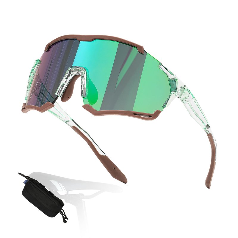 AMBEYE Sports Sunglasses – UV400 REVO Mirror Lens, Ultra-Light TR90 Full Frame, Adjustable Nose Pads, Anti-Slip Arms – Cycling Running Hiking Triathlon – green