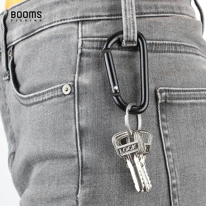 Aluminium Carabiner Clip Keychain - 1.9-inch Small D Ring - 6 Pack Black