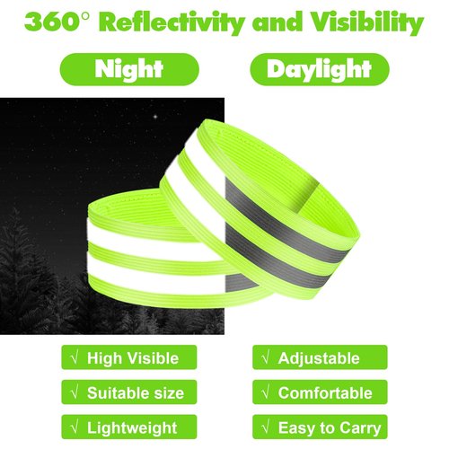 JOUTYFOR 48 Pieces Reflective Bands Reflector Bands for Wrist, Arm, Ankle, Leg, High Visibility Reflective Gear Safety Reflector Tape Straps for Night Walking, Cycling and Running