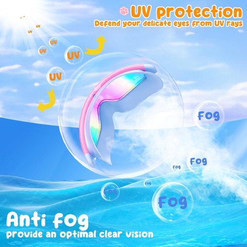 COOLOO Kids Swim Goggles - Anti-Fog, UV Protection, Wide View, No Leak Design | 2 Pack for Ages 4-16