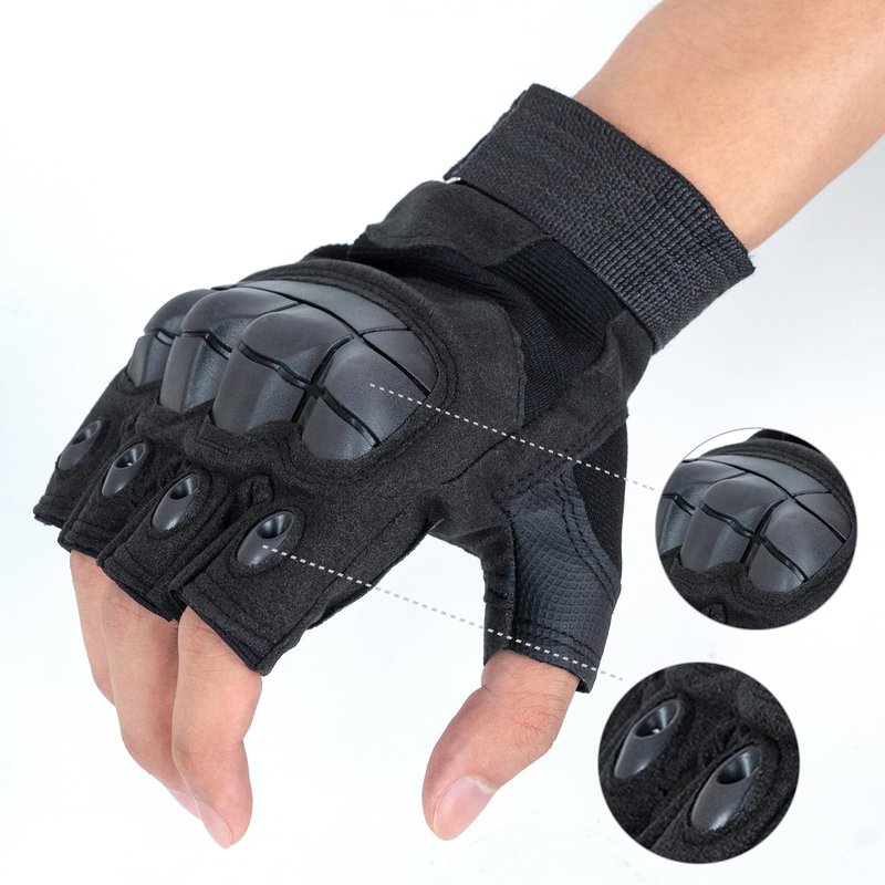 GCSIOM Tactical Fingerless Gloves Breathable, Non-Slip, Impact Resistant, Suitable for Outdoor Cycling, Motorcycle Riding, Rock Climbing (Black, X-Large)