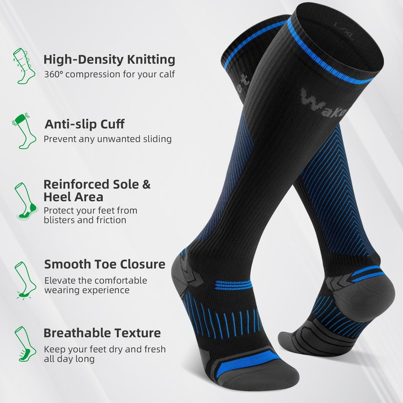 WAKEFEET Compression Socks for Women Men 3 Pairs, Compression Stockings, Fragrance Flight Socks for Travelling Sitting, Relieving, Running, Circulation