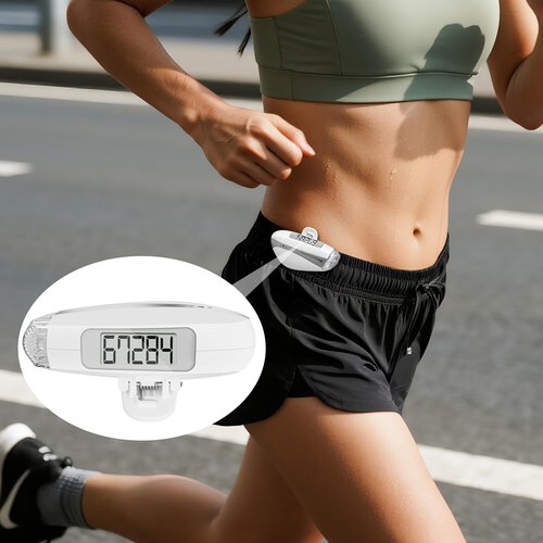 Mini Step Counter for Walking, Simple Step Counter with LED Flashlight & 110dB Personal Alarm for Women, Accurate Fitness Tracker for Women, Men, Seniors