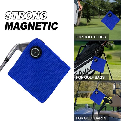 Aliennana Small Magnetic Golf Towel, Microfiber Waffle Design with Clip - Industrial Strength Magnet for Golf Bags, Carts Clubs
