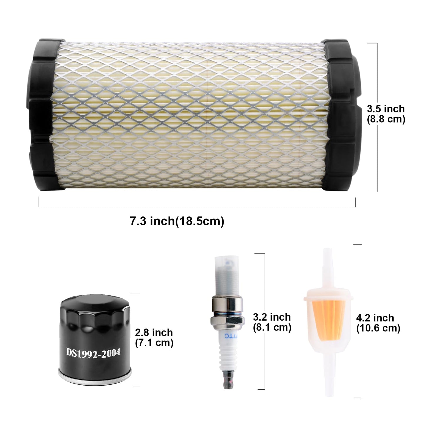 Roykaw Golf Cart Tune Up Kit for EZGO RXV 2008-up & EZGO TXT 2010-up Gas Models with Kawasaki Motor Air Filter 28463-G01, Fuel Filter 72084-G01, Oil Filter 607454, Spark Plug 607462