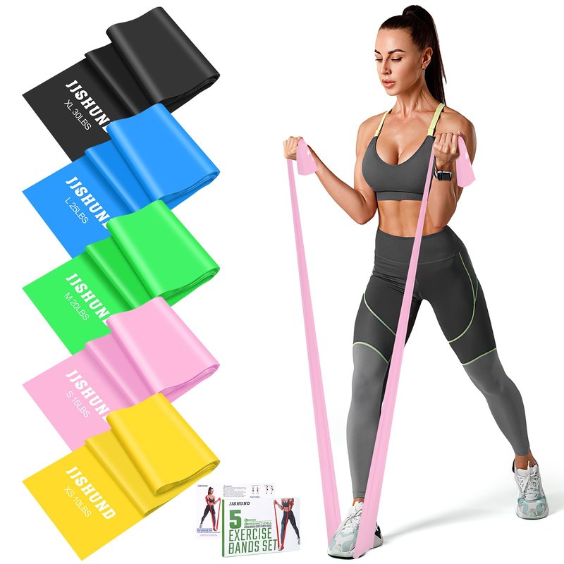Resistance Bands Set, 5 Pcs Exercise Bands Elastic Stretch Bands for Fitness Yoga Pilates Stretching Strength Training, Workout Bands for Home Gym (Gradient Blue)