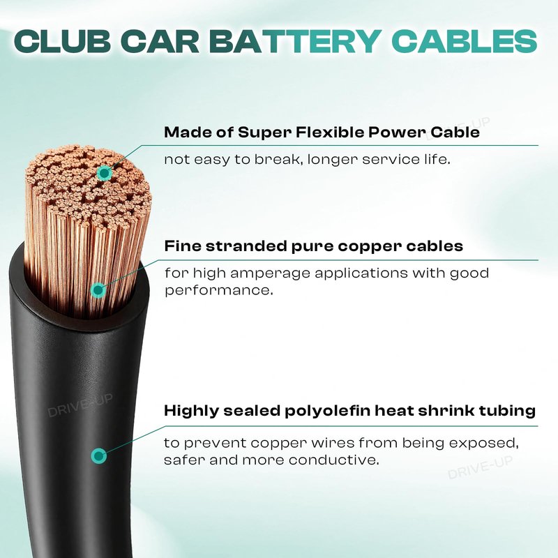 DRIVE UP Club Car DS Battery Cables, Golf Cart Battery Cables for Club Car DS 1995-Up Golf Carts 48V 4 Gauge (Set of 5)
