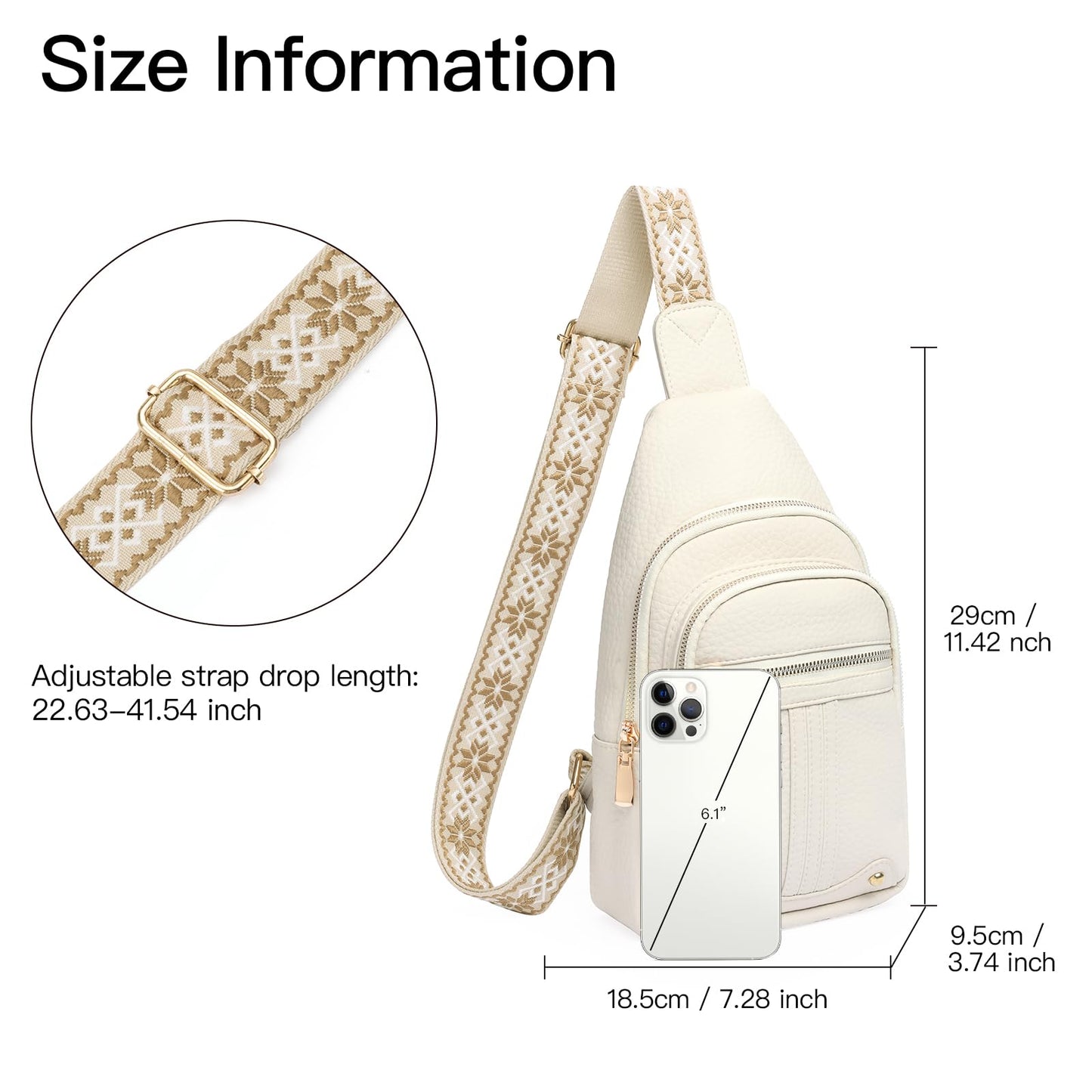 GAEKEAO Sling Bag for Women, Leather Crossbody Bags Fanny Packs for Women Cross Body Bag, Womens Small Crossbody Purse Chest Bag for Travel