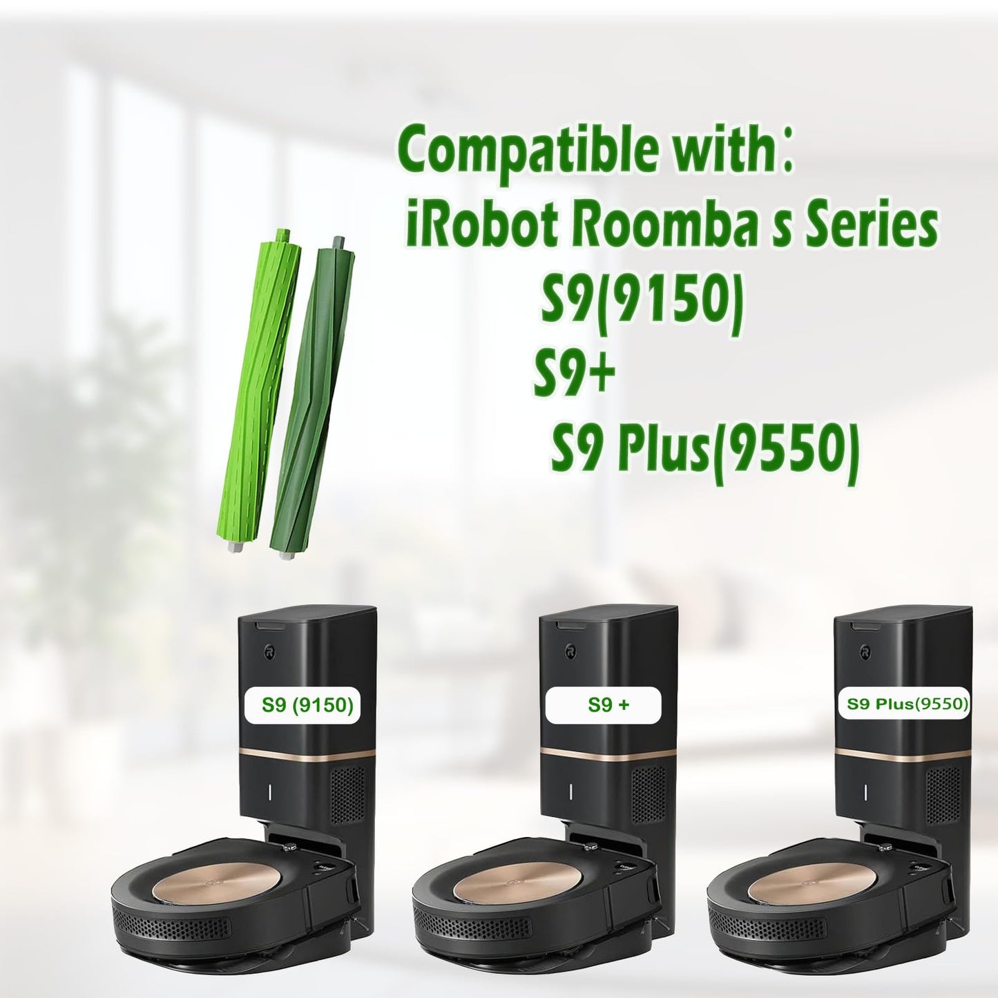 DovLazm 3 Set S9 Replacement Roller Brush Compatible for Roomba S9 (9150) S9+ S9 Plus (9550) S Series Vacuum Cleaner,Vacuum Cleaner Multi-Surface Rubber Roller Brushes