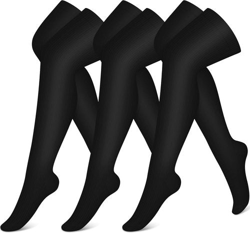 CHARMKING Compression Socks - Knee High Support for Men & Women | 3 Pairs for Running & Cycling