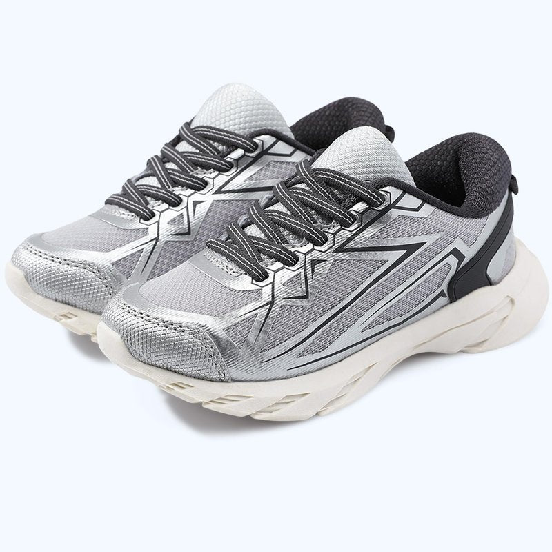 HOMEHOT Boys Girls Lightweight Breathable Sneakers Strap Athletic Tennis Shoes for Running Walking (Toddler/Little Kid/Big Kid) Color Sliver Size 12