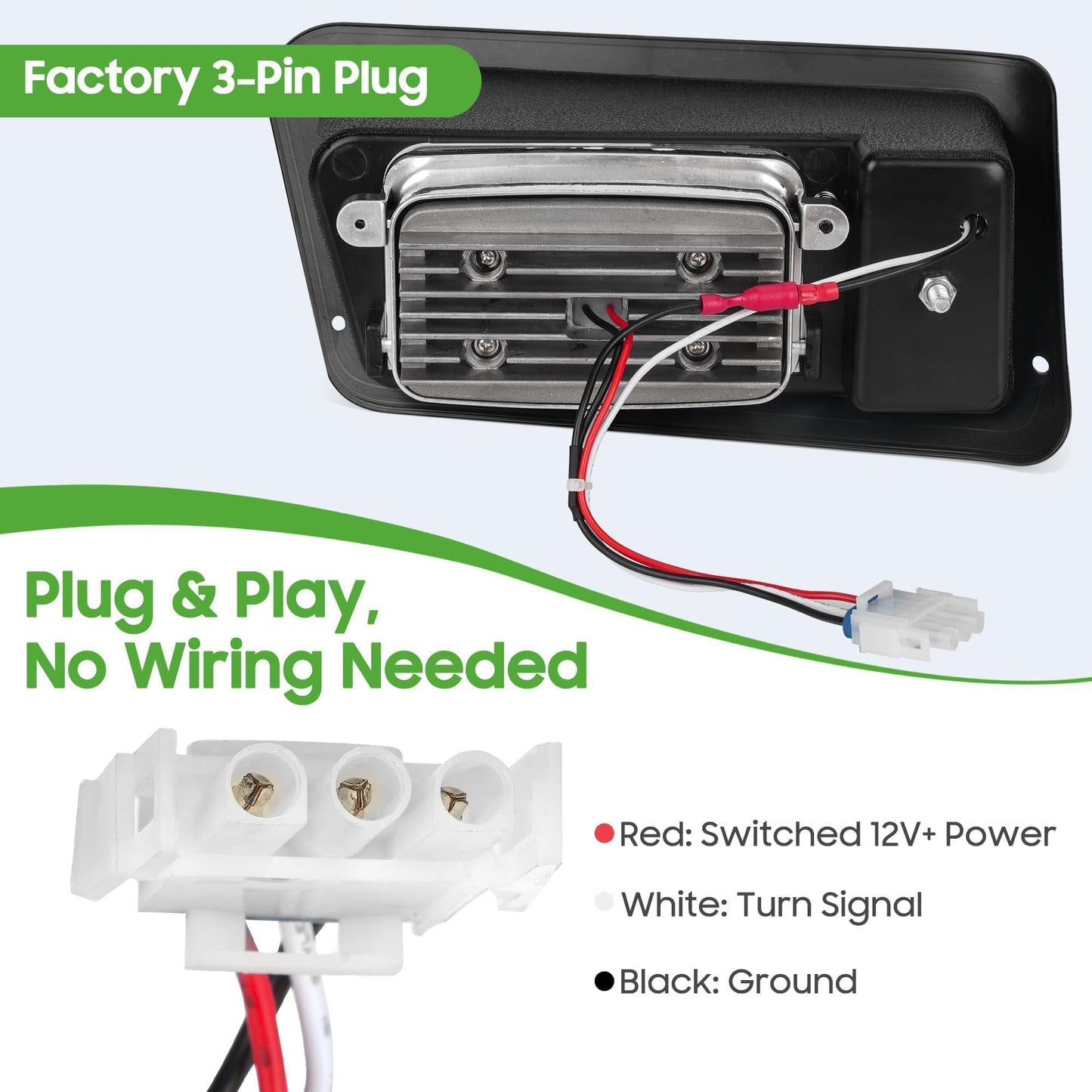 10L0L Golf Cart Headlight Kit for Yamaha G14, G16, G19, G22 (Gas & Electric) - 12V LED Front Lights with 3Pin Harness, Easy to Install, Energy-Saving, Driver & Passenger Side