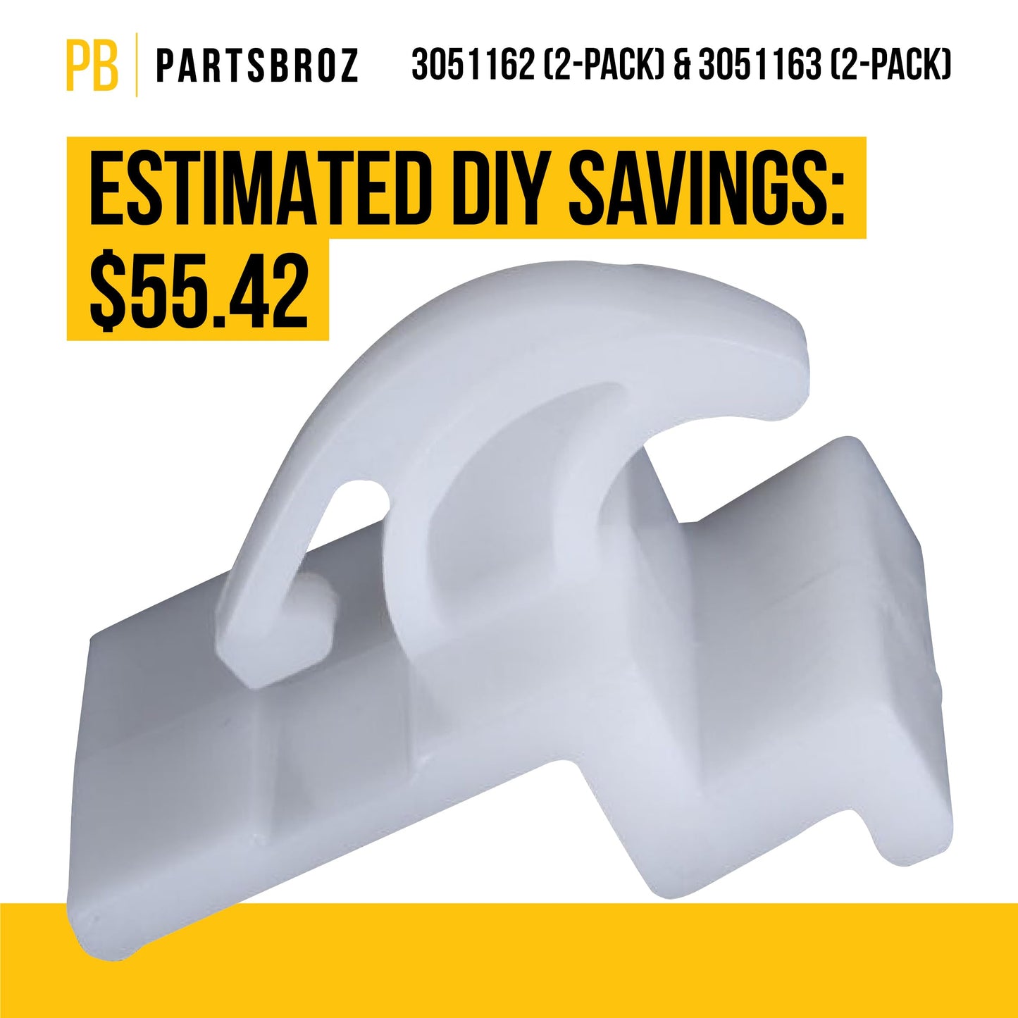 PartsBroz 3051162 Front Drawer Glide & 3051163 Rear Drawer Glide (2-Pack) - Compatible With Frigidaire Tappan Kenmore Gibson Microwave Oven Range - Replaces AP2121517 PS434226 AP2121518 PS434227