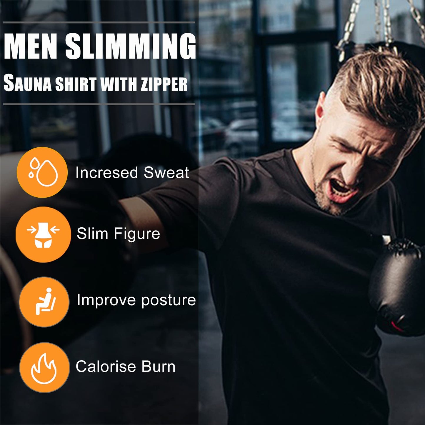 BXVX Sauna Shirt for Men Sweat Suit Short Sleeve Compression Weight Loss Body Shaper T-Shirt for Workout Exercise
