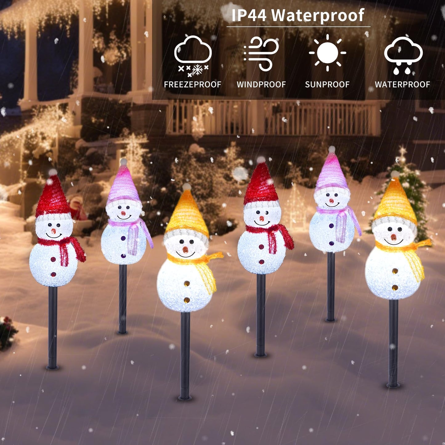 TAILERRI Solar Christmas Pathway Lights Outdoor Decor, Set of 3 Led Snowman Stake Lights, Waterproof Walkway Landscape Light for Winter Yard, Garden, Solar Christmas Decorations