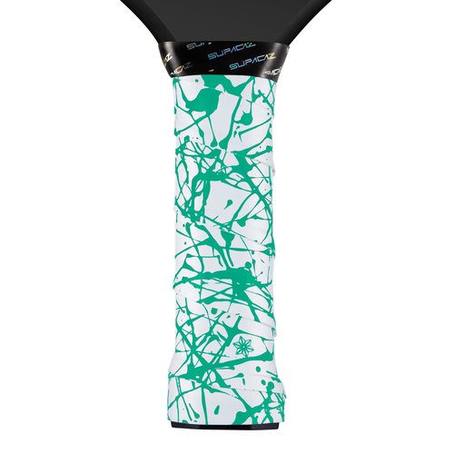 Supacaz Super Sticky Kush Mint Splat Pickleball Overgrip - Tacky Pickleball Paddle Grip Tape Wrap - Pickle Ball Anti-Sweat Overwrap - 3pk