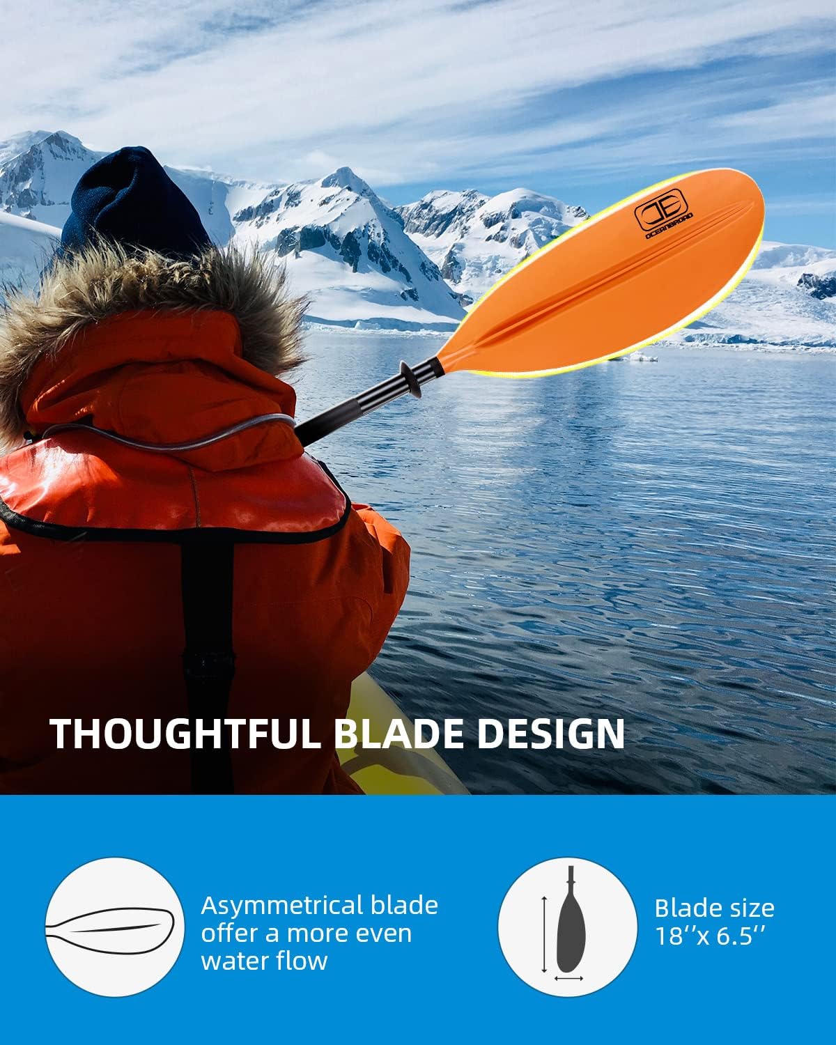 OCEANBROAD Kayak Paddle - Lightweight Alloy Shaft | Available in 86in, 90.5in, 95in Lengths