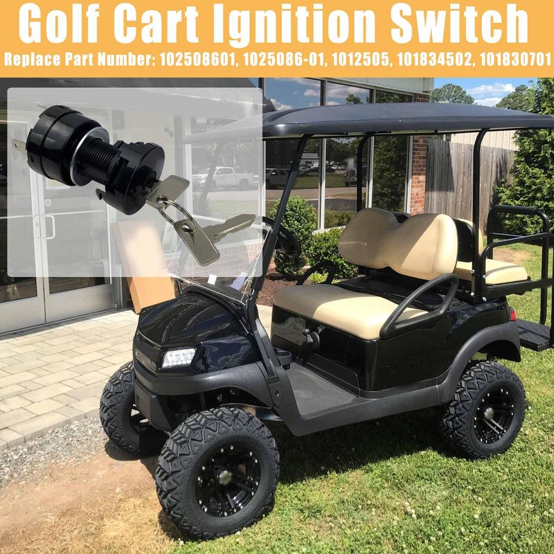 Golf Cart Ignition Key Switch 102508601 1025086-01 1012505 for Precedent Electric 2004-Up Tempo Gas 2018-Up Starter Switch with 2 Keys 2 Terminals 48V