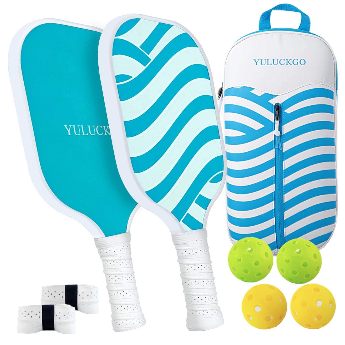 Pickleball Paddles Set of 2- USAPA Fiber Face & Polymer Honeycomb Core Pickleball Set with Include Indoor/OutdoorBalls|Grip Tapes|Backpack, Pickle Ball Paddle for Men and Women Beginners