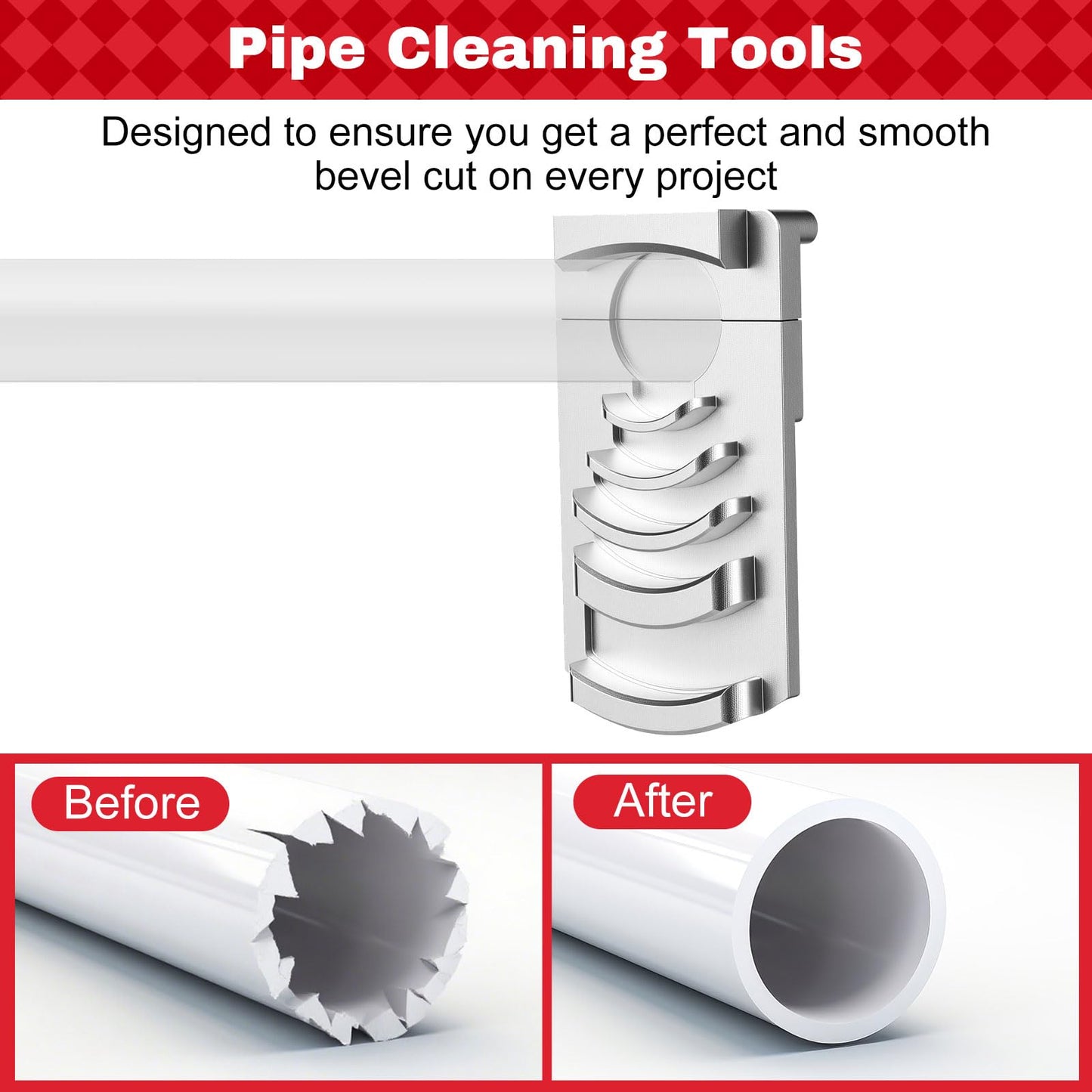 Blulu 11 Piece PVC Pipe Reamer Kit for 1/2" Drill, 1.5", 2", 3", 4" Reamer, Plumbing Tool Inside Pipe Cutter with Scale and 6 Blades, Chamfer Deburring Tool for PVC, Cpvc, ABS Fittings