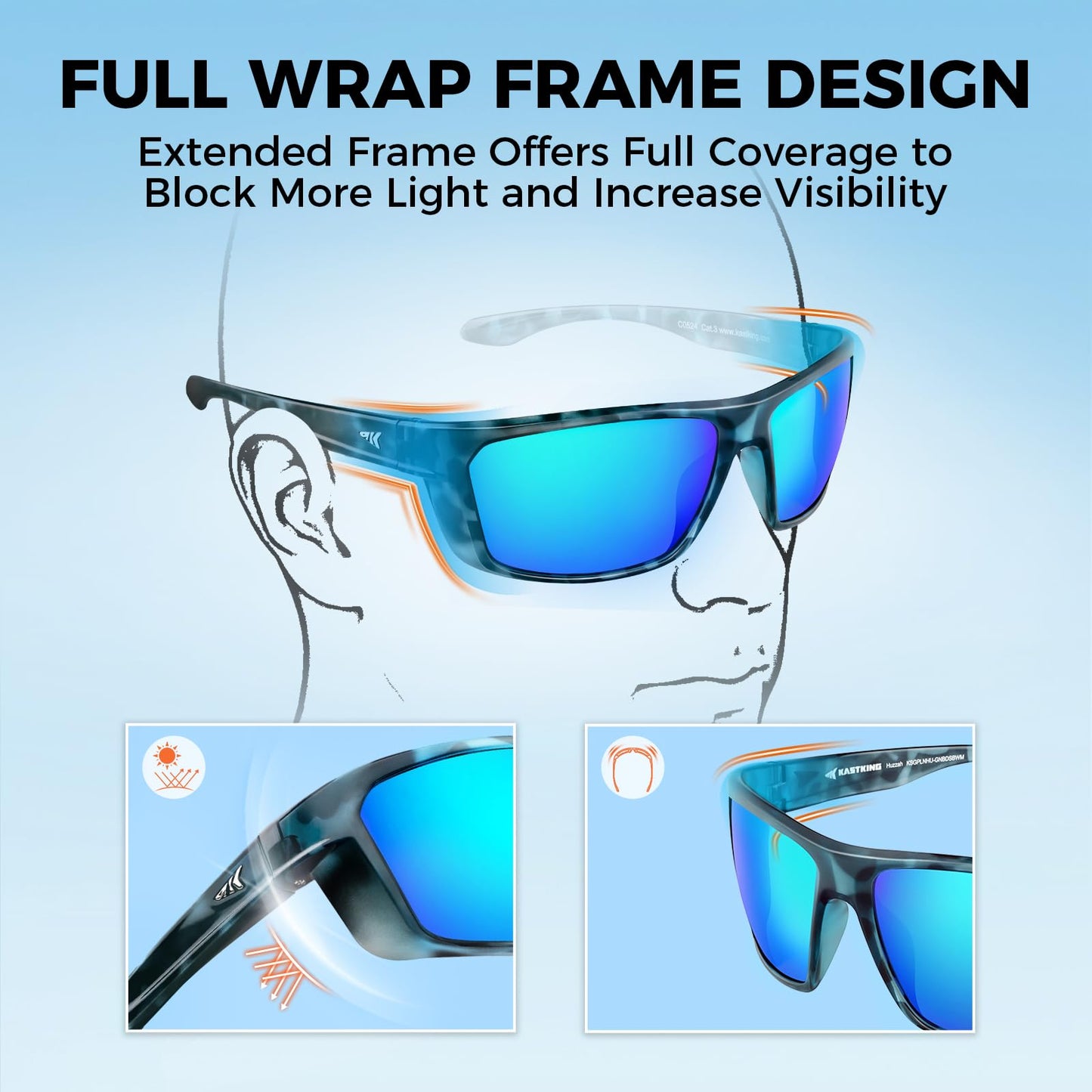 KastKing Huzzah Polarized Sport Sunglasses for Men and Women, Ideal for Driving Fishing Cycling and Running,UV Protection