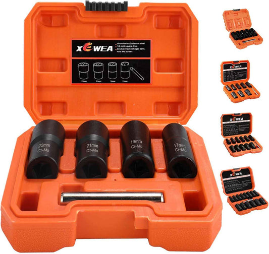 15PCS Lug Nut Removal Tool Set - Easy Out Twist Socket Extractor for Damaged & Rusted Bolts