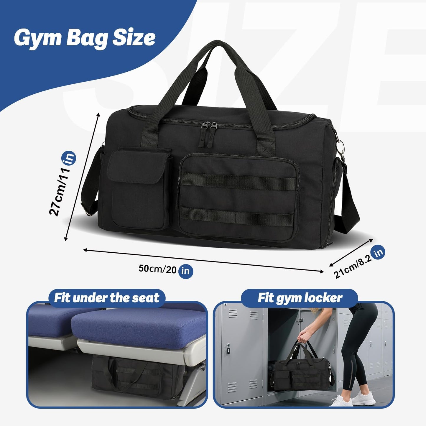 Castura Gym Bags for Women & Men - Lightweight Travel Duffle Bag with Shoes Compartment & Wet Pocket, Durable Carry-on Weekend Bag, Medium